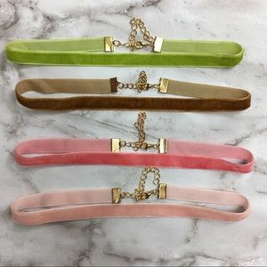 Velvet Chokers Pastel Pink Green Brown Gold
